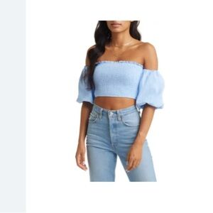 LOWEST PRICE Vici Off-Shoulder Light Blue Women's Top